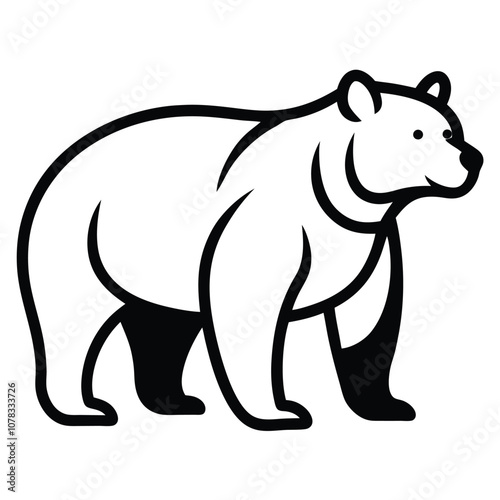 Solid color Grizzly Bear animal vector design