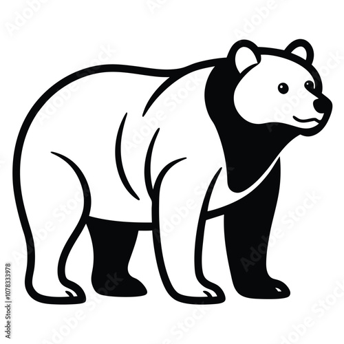 Solid color Grizzly Bear animal vector design