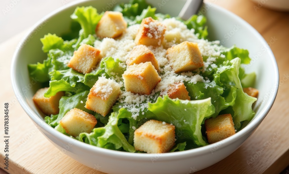 Fresh green salad with croutons and cheese. Fresh green salad with croutons and cheese.