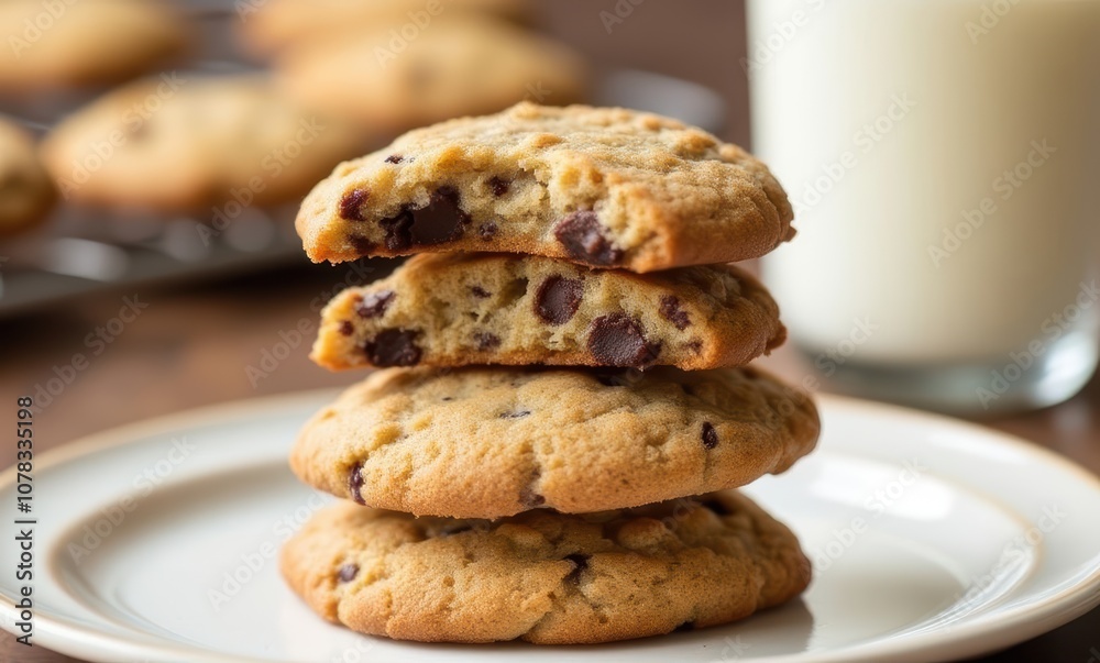 Stack of delicious chocolate chip cookies Stack of delicious chocolate chip cookies