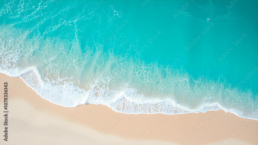 Summer seascape beautiful waves on sandy coast, blue sea water in sunny day. Top view from drone. Sea aerial view, amazing tropical nature background. Beautiful bright waves splashing pattern. Ai gen Summer seascape beautiful waves on sandy coast, blue sea water in sunny day. Top view from drone. Sea aerial view, amazing tropical nature background. Beautiful bright waves splashing pattern. Ai gen