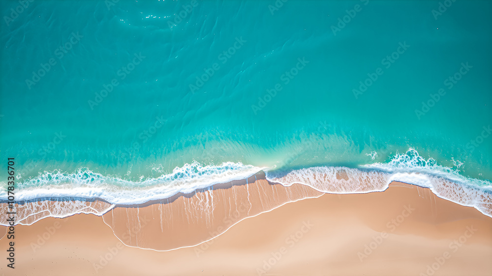 Summer seascape beautiful waves on sandy coast, blue sea water in sunny day. Top view from drone. Sea aerial view, amazing tropical nature background. Beautiful bright waves splashing pattern. Ai gen Summer seascape beautiful waves on sandy coast, blue sea water in sunny day. Top view from drone. Sea aerial view, amazing tropical nature background. Beautiful bright waves splashing pattern. Ai gen