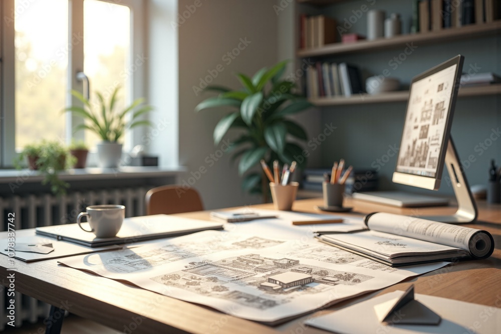 Fototapeta premium Architect Studio Workspace