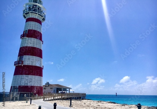Striped Lighthouse on Ocean Cay, Bahamas