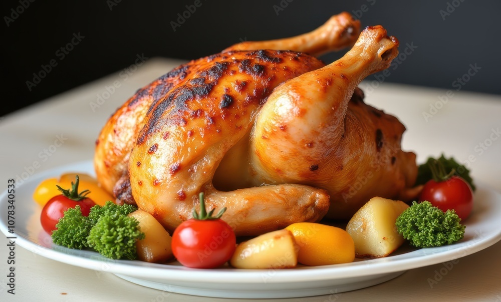 Juicy roasted chicken with vegetables Juicy roasted chicken with vegetables
