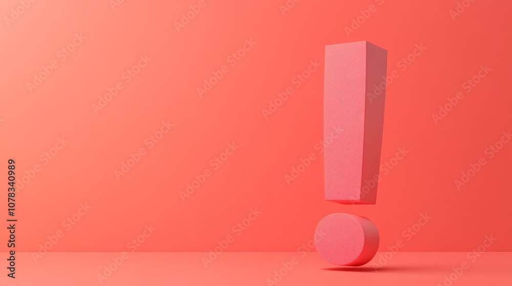 A pink exclamation mark stands on a pink background. A pink exclamation mark stands on a pink background.