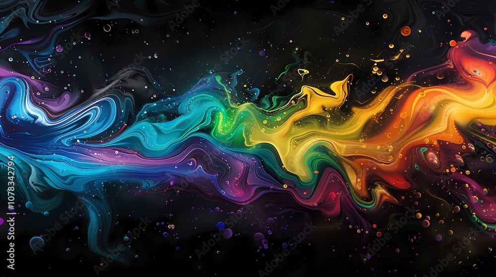 Fototapeta premium Digital Technology Neon Art Fluid Liquid poster background