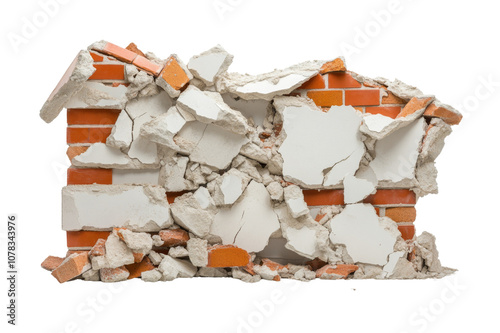 Ruins of a Destroyed Building After a War or Earthquake , PNG transparent background photo