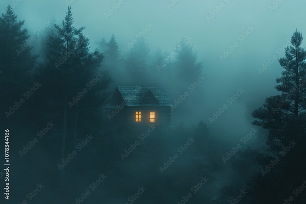 Secluded Cabin in the Fog: A small, cozy wooden cabin Secluded Cabin in the Fog: A small, cozy wooden cabin