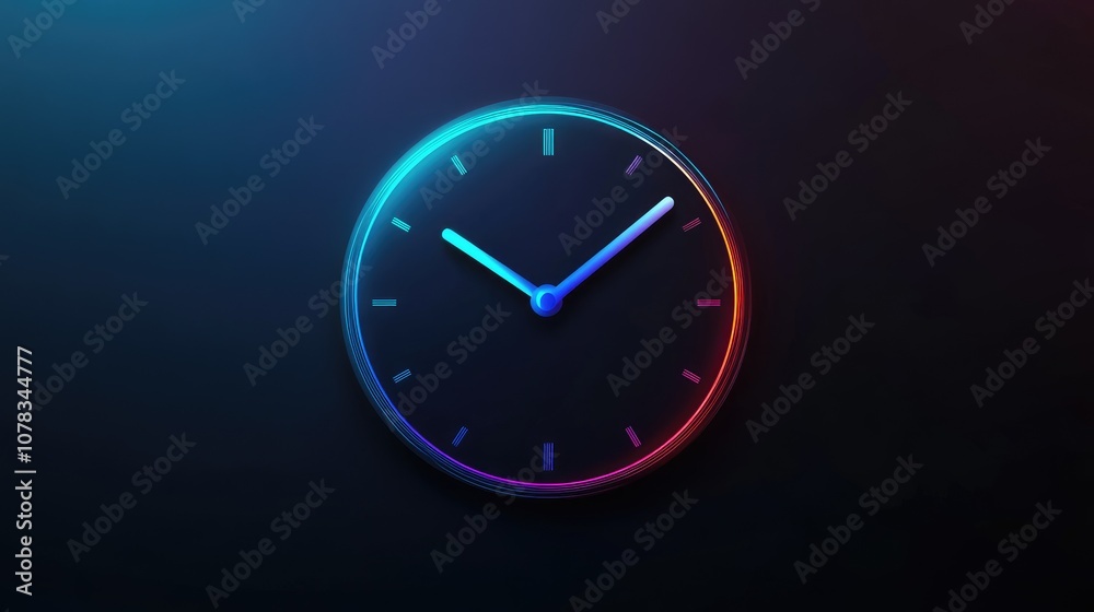 Futuristic Digital Clock with Neon Glow: A Vector Illustration of Time in Blue Laser Light Futuristic Digital Clock with Neon Glow: A Vector Illustration of Time in Blue Laser Light