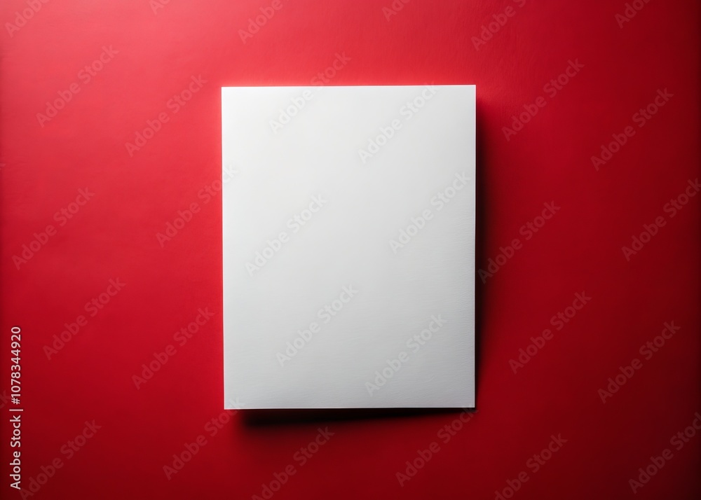A Minimalistic Composition Featuring a Blank Sheet of White Paper Resting on Vibrant Red Paper, Perfect for Creative Designs, Text, or Artistic Projects in a Micro Photography Style A Minimalistic Composition Featuring a Blank Sheet of White Paper Resting on Vibrant Red Paper, Perfect for Creative Designs, Text, or Artistic Projects in a Micro Photography Style