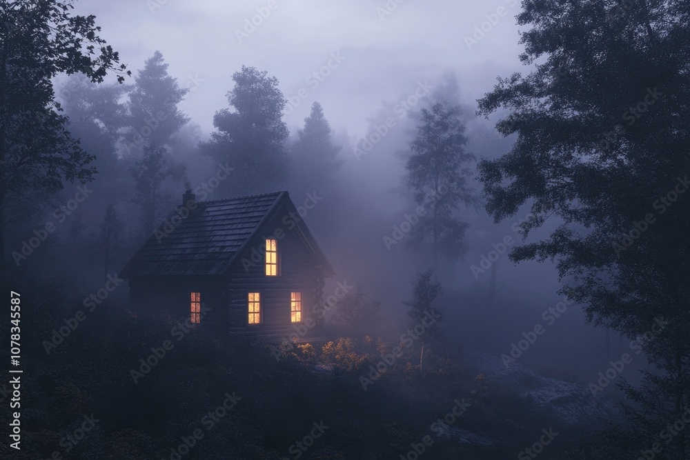 Secluded Cabin in the Fog: A small, cozy wooden cabin Secluded Cabin in the Fog: A small, cozy wooden cabin