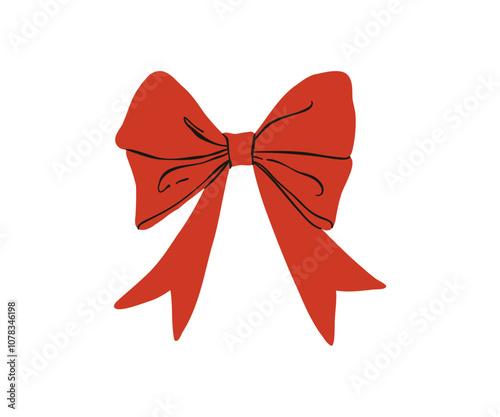 The bow is drawn in a flat style. Gift, holiday, ribbon. Vector illustration in flat style.