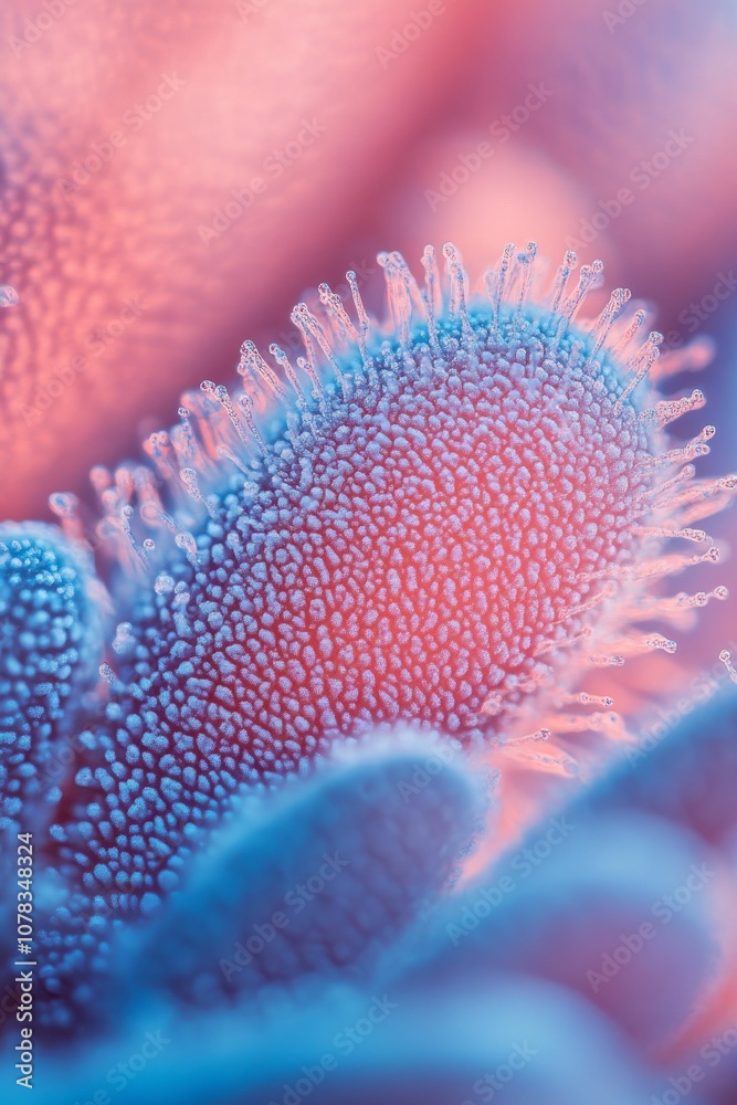 Close-up of a blue flower bud with pink hues. Close-up of a blue flower bud with pink hues.