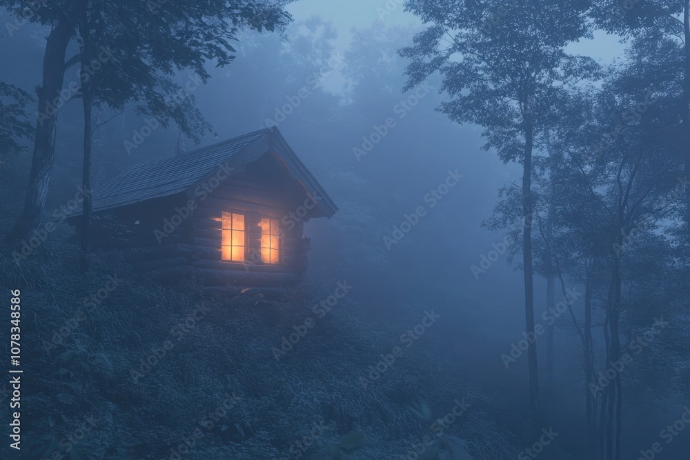Secluded Cabin in the Fog: A small, cozy wooden cabin Secluded Cabin in the Fog: A small, cozy wooden cabin