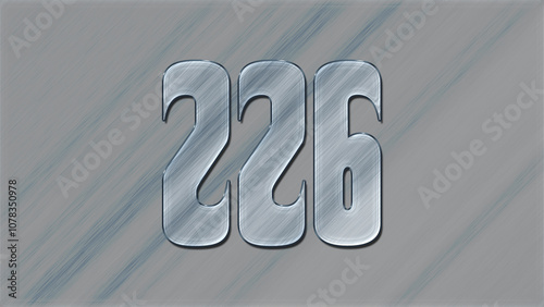 3D Glass effect number design of 226, glassy background.