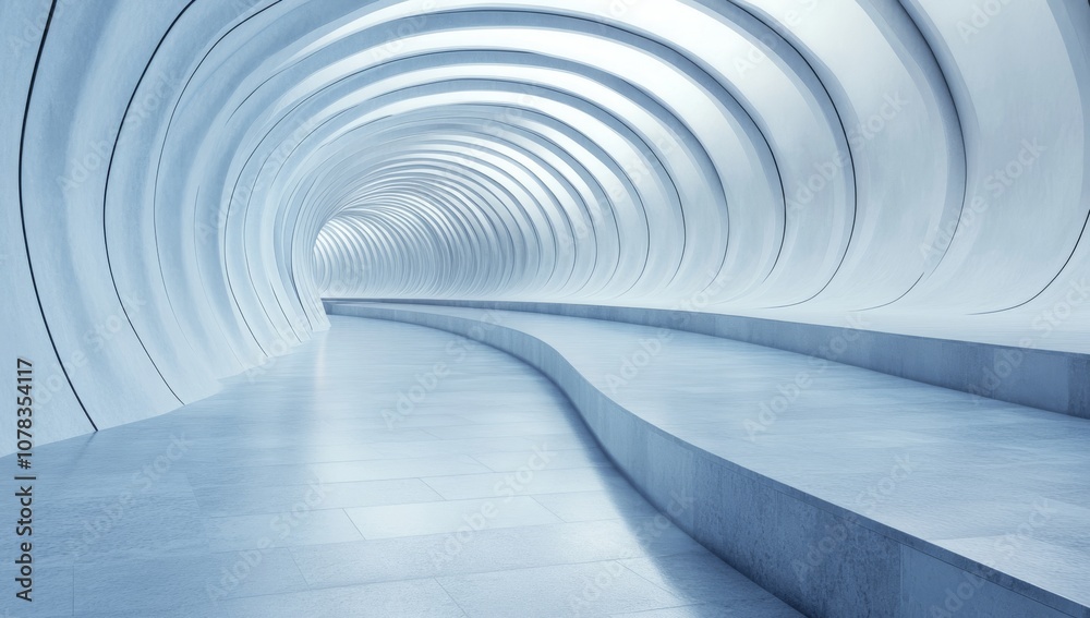 Naklejka premium Close-up of Curved Surface Design with Geometric Patterns and Shades of Blue in Architectural Structure