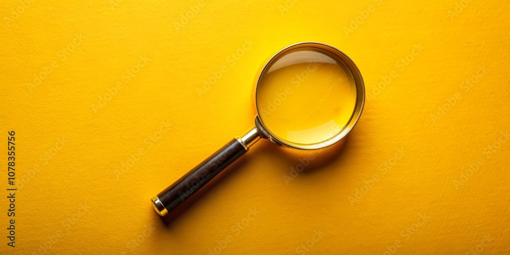 Magnifying Glass on Yellow Background, Top View, Still Life Photography, Magnifying Glass, Still Life, Photography