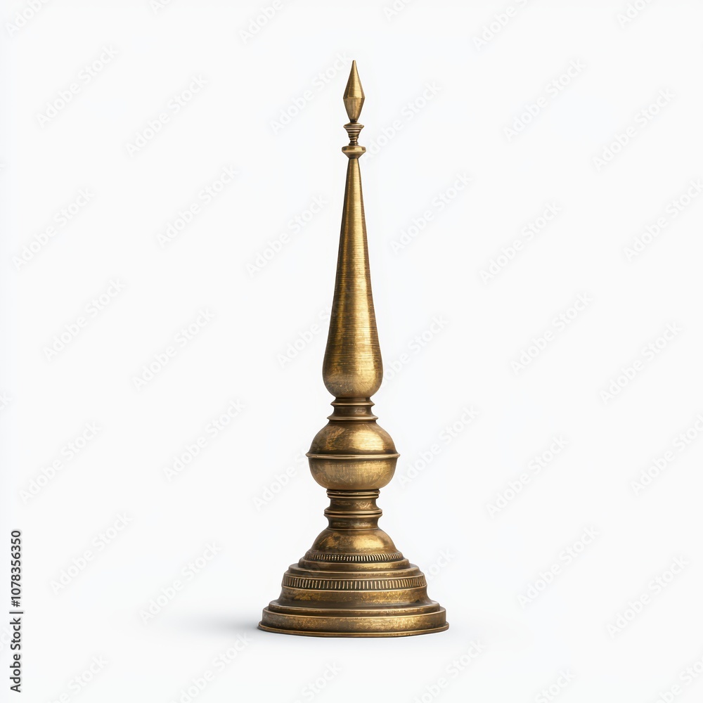 Golden decorative spire on a white isolated background. Golden decorative spire on a white isolated background.