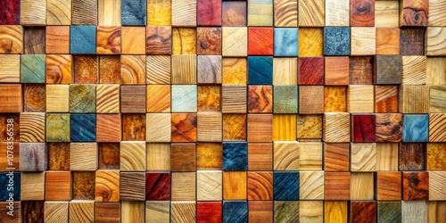 Wooden Mosaic Wall Art A Colorful Arrangement of Natural Textures, wood mosaic, wooden texture, wall art