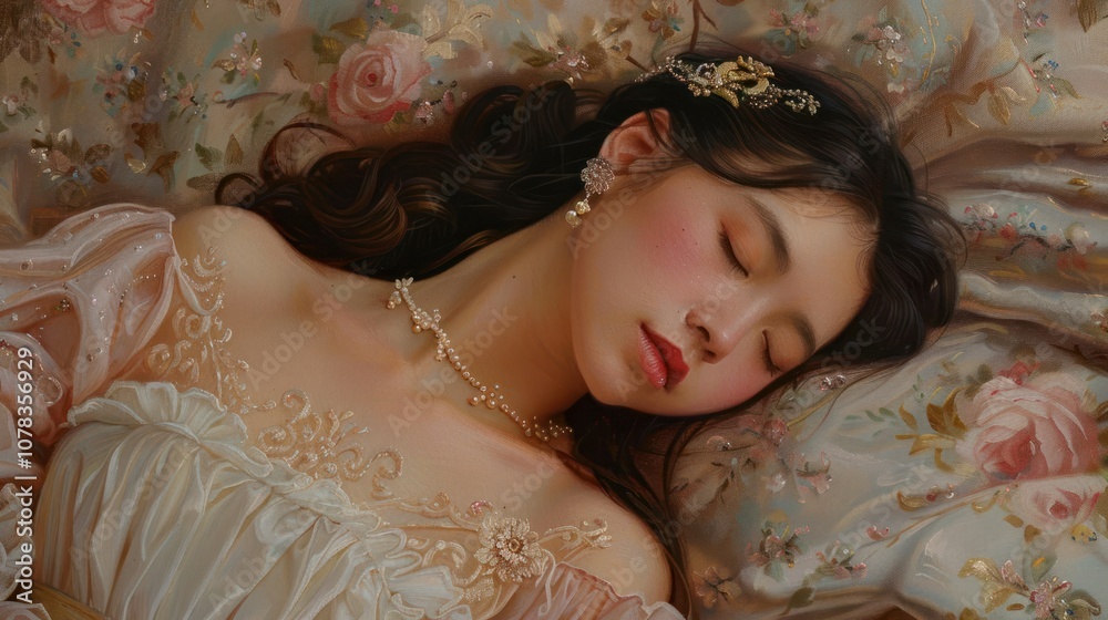 Obraz premium portrait of beautiful asian woman sleeping princess
