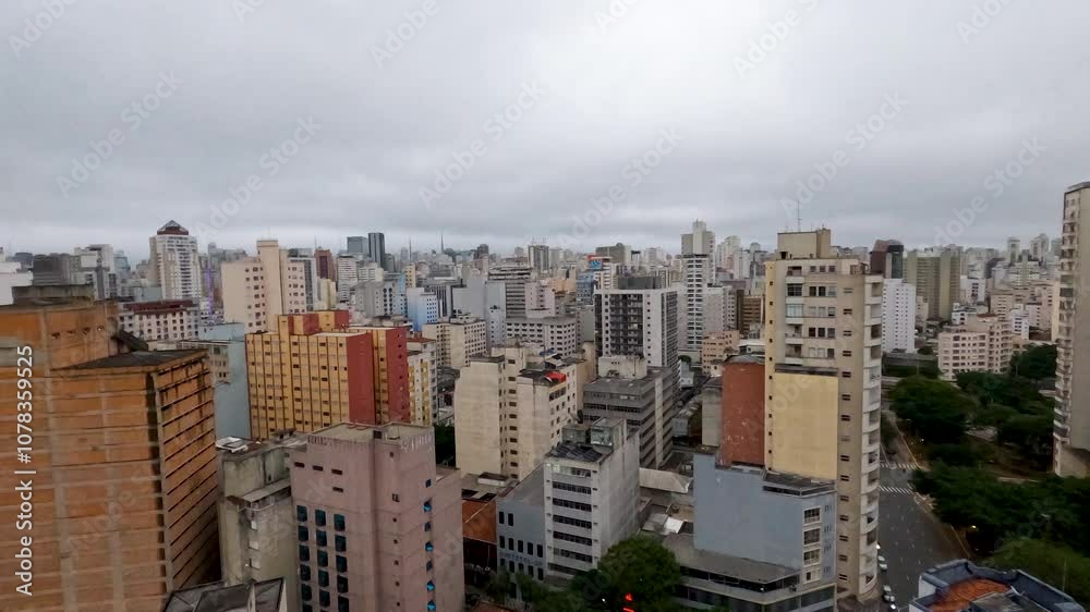 Overcast day at São Paulo city during daytime. Timelapse shot of Brazilian cityscape. Overcast day at São Paulo city during daytime. Timelapse shot of Brazilian cityscape.
