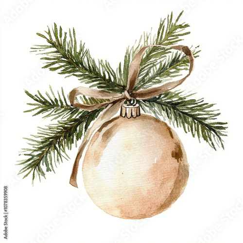 watercolor of christmas tree decoration