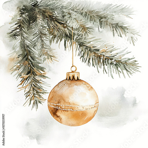 watercolor of christmas tree decoration
