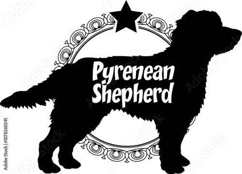 Pyrenean Shepherd. dog silhouette, dog, dog breeds, logo, vector, silhouette, logo design, animal, illustration, icon, sign, design, black, symbol, pet
