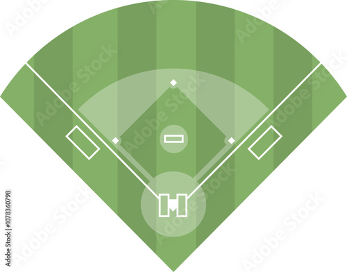 Vector Illustration of Baseball Field Top View