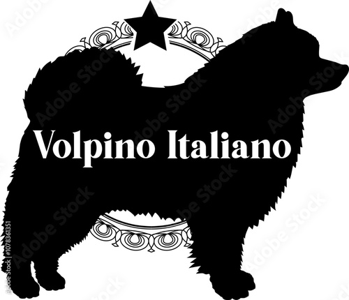 Volpino Italiano. dog silhouette, dog, dog breeds, logo, vector, silhouette, logo design, animal, illustration, icon, sign, design, black, symbol, pet
 photo