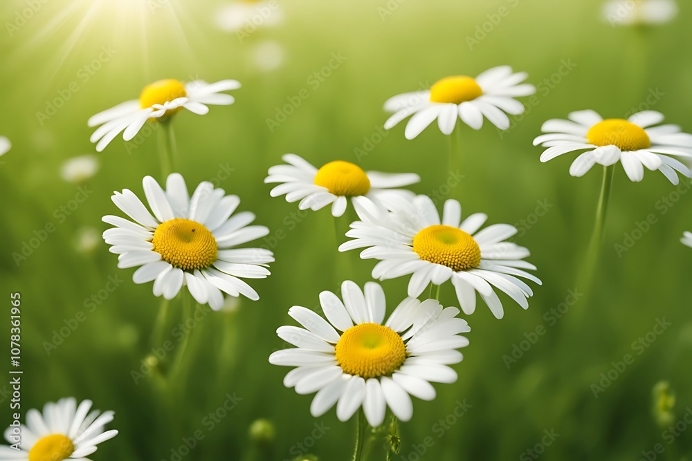 Fototapeta premium daisies in a meadow in summer Sunny day