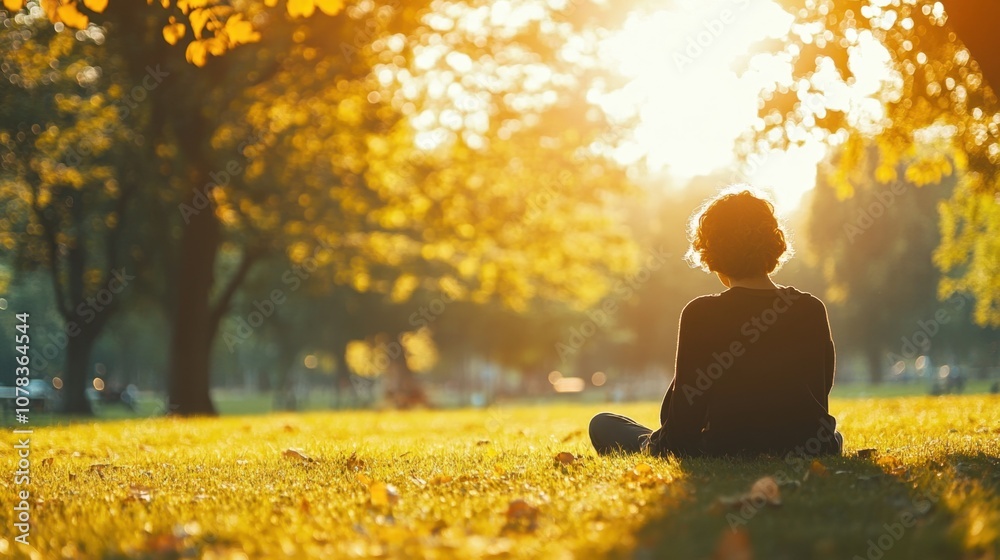 Person relaxing in park bright day clean background copy space Person relaxing in park bright day clean background copy space