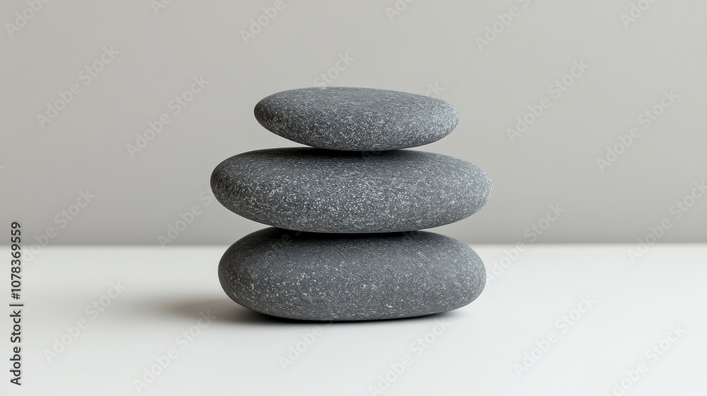 A smooth stone placed on an empty white surface, minimalist and serene, symbolizing balance and mental grounding on World Mental Health Day A smooth stone placed on an empty white surface, minimalist and serene, symbolizing balance and mental grounding on World Mental Health Day