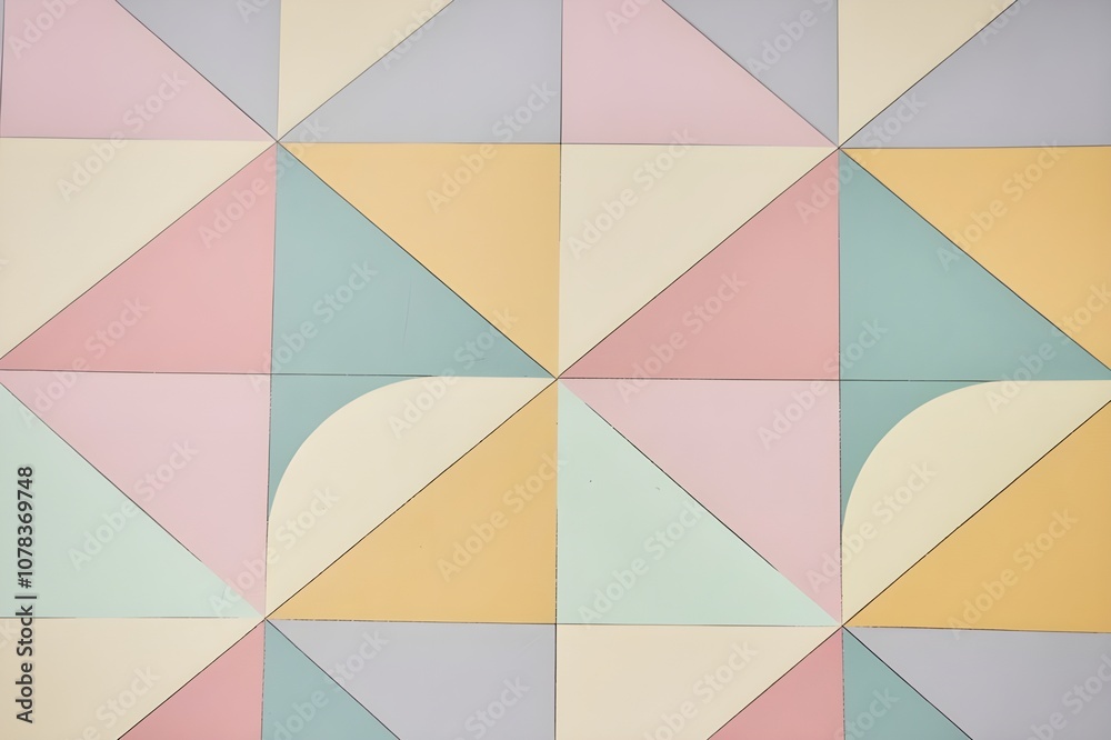 Geometric Pattern Background: Close-up of vibrant geometric patterns with triangles, squares, and circles, in pastel colors. Geometric Pattern Background: Close-up of vibrant geometric patterns with triangles, squares, and circles, in pastel colors.
