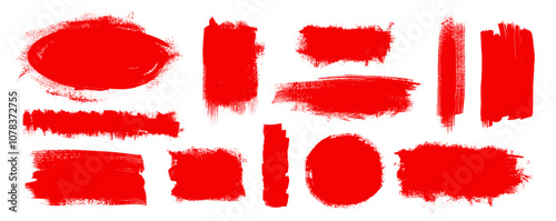 Red brush strokes. Vector paint background. Hospital paint textures. Blood emergency grunge elements. Grungy hand-drawn bloody scary isolated med frames. Chinese Japanese Korean ink brush strokes set