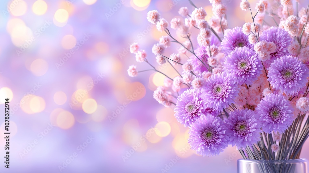 A serene arrangement of pink and purple flowers in a soft-focus background, exuding calmness and beauty. A serene arrangement of pink and purple flowers in a soft-focus background, exuding calmness and beauty.