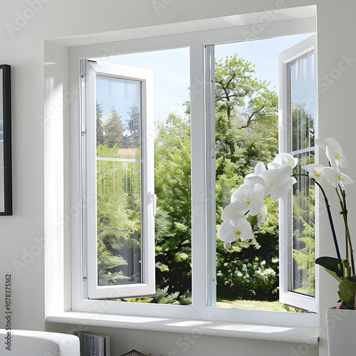 French window pvc. 3D render.