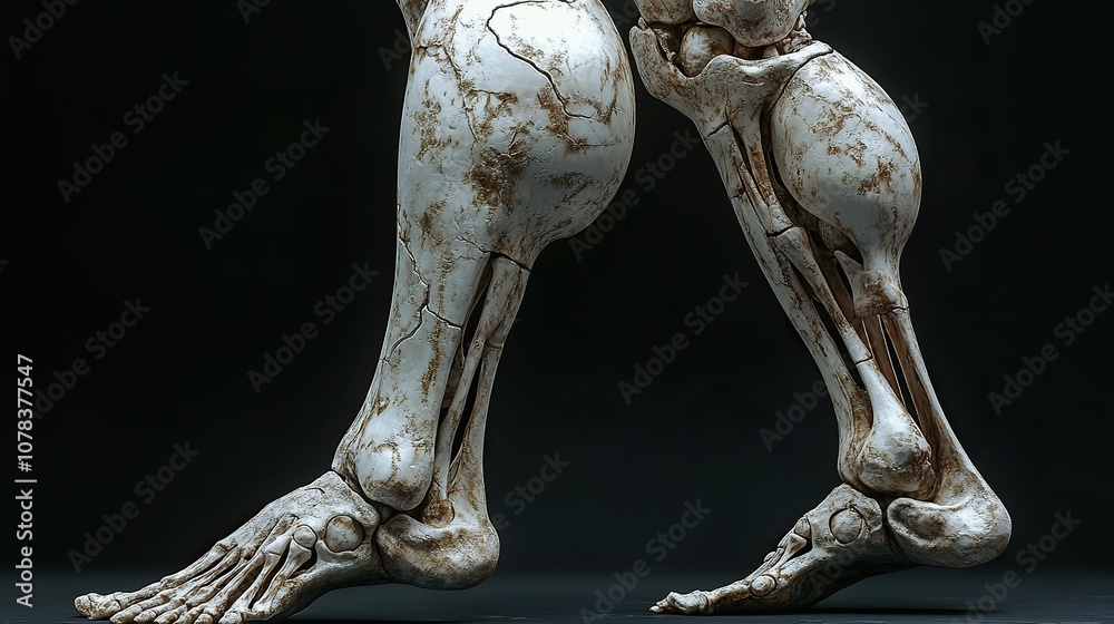 Obraz premium leg bone and shield 3d rendering