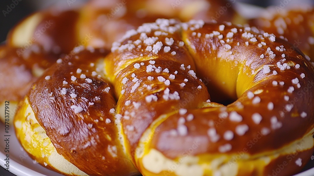 Soft Pretzel with Coarse Salt and Yellow Mustard Dipping Sauce Soft Pretzel with Coarse Salt and Yellow Mustard Dipping Sauce