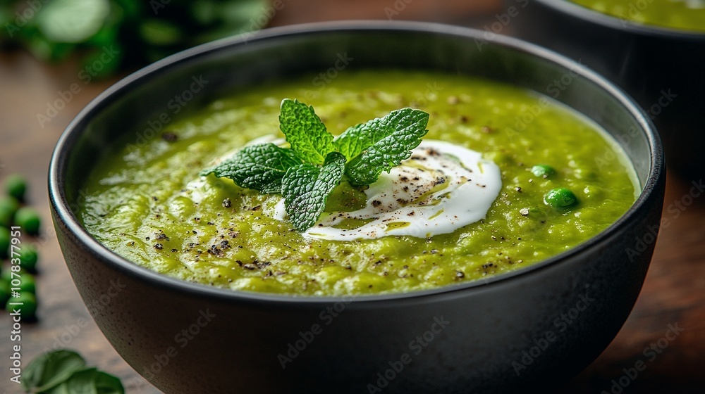 Green Pea Soup with Cream and Mint - Easy Recipe for Fresh Soup Green Pea Soup with Cream and Mint - Easy Recipe for Fresh Soup