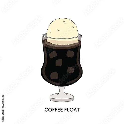 純喫茶のコーヒーフロート　手描きのイラスト
