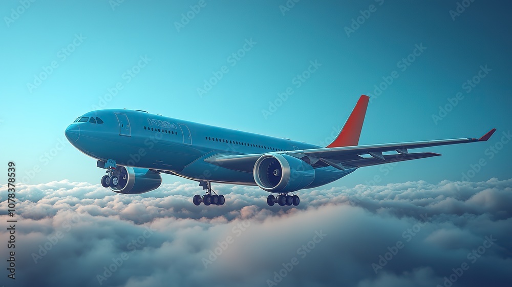 Obraz premium loop animation of airplane with cartoon style 3d rendering