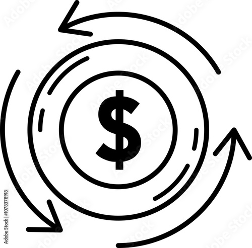 Money flow finance concept outline illustration