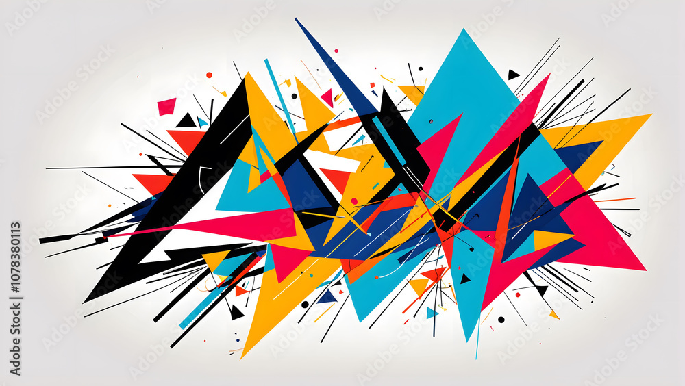 Obraz premium Sharp triangular shapes, high contrast colors, dynamic abstract geometry, bold aesthetic.
