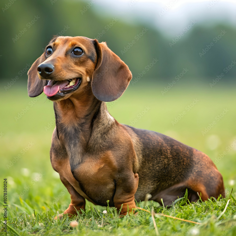The Dachshund is a small, courageous dog with a long body and short legs. The Dachshund is a small, courageous dog with a long body and short legs.
