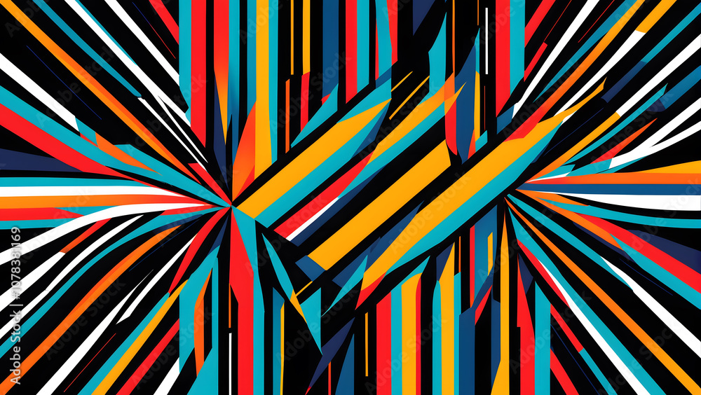 Symmetrical geometric shapes, high contrast colors, powerful abstract digital pattern. Symmetrical geometric shapes, high contrast colors, powerful abstract digital pattern.