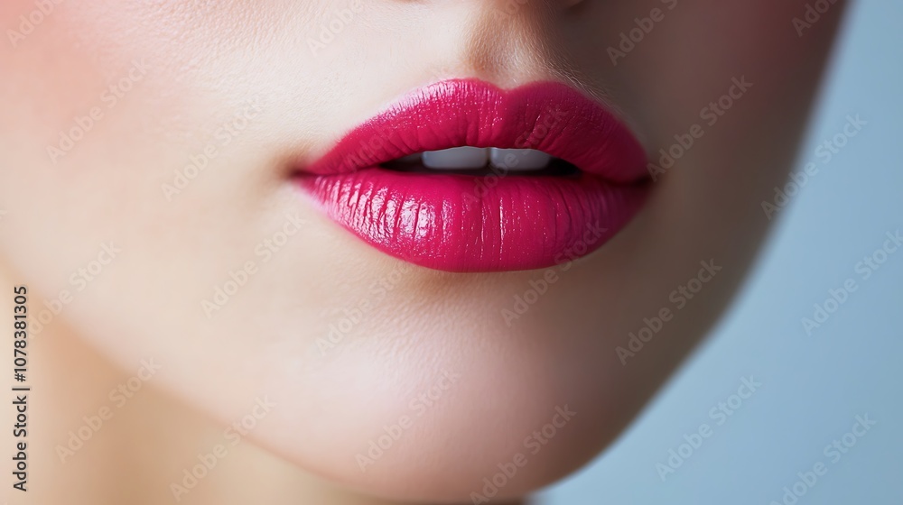 Velvet pink lips with matte finish and soft, smooth texture Velvet pink lips with matte finish and soft, smooth texture
