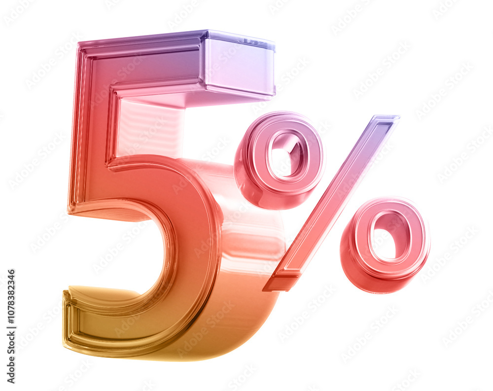 Discount 5 Percent Off Sale Gradient Number 3D Discount 5 Percent Off Sale Gradient Number 3D