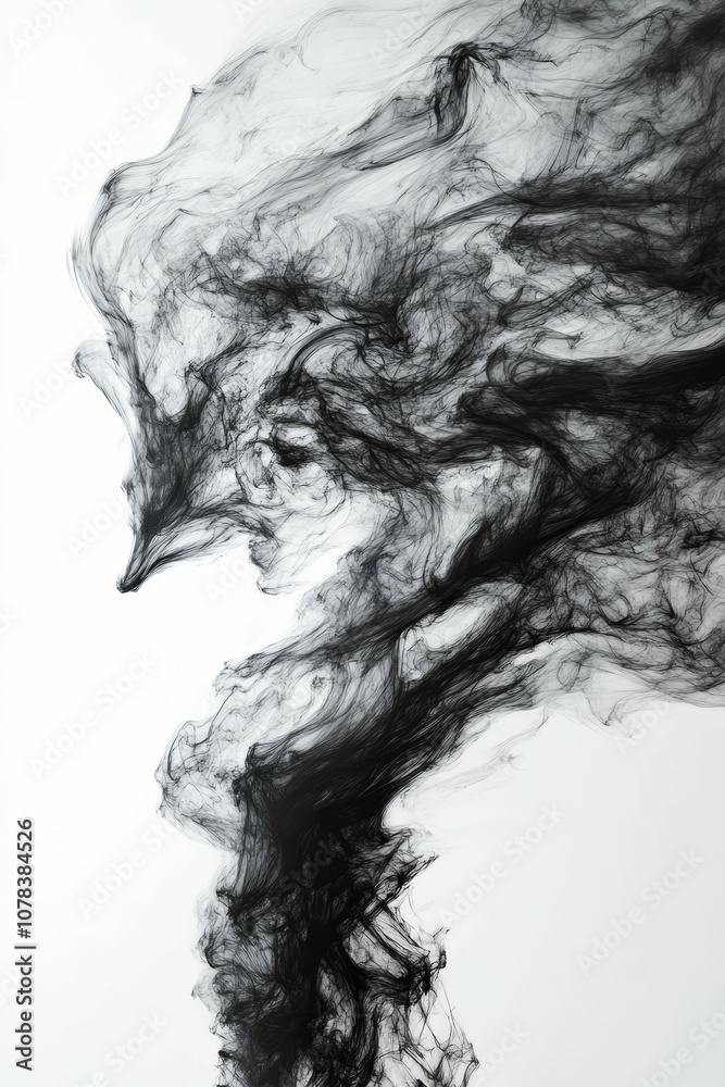 Black ink swirling on white background. Black ink swirling on white background.